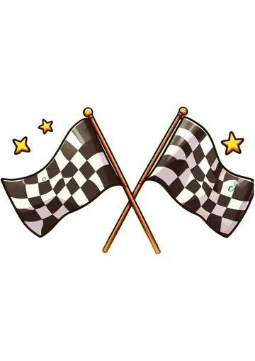 Bandeiras de Corrida Cruzadas com Estrelas PNG