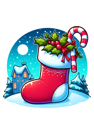 Meia de Natal em Noite Nevada PNG