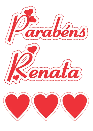 Parabéns Renata Corações Vermelhos PNG
