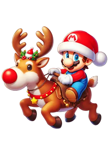 Super Mario em Rena Natalina PNG