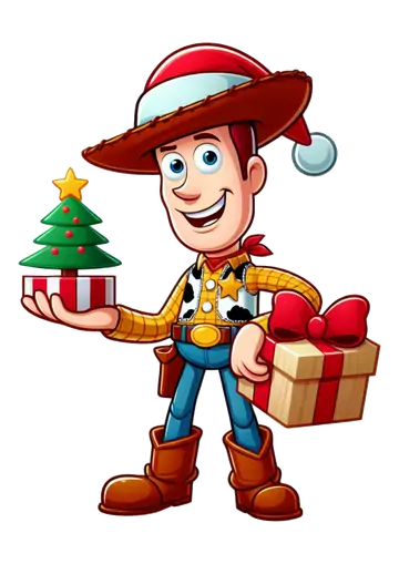 Woody com Chapéu de Natal e Presentes PNG