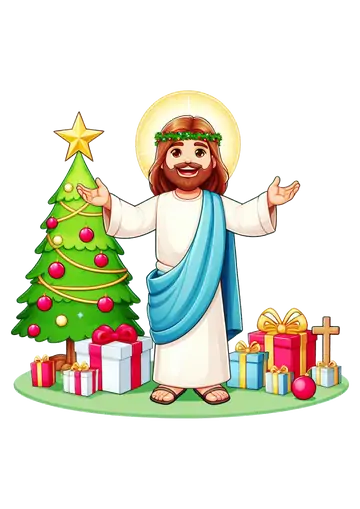 Jesus Cristo comArvore de Natal PNG