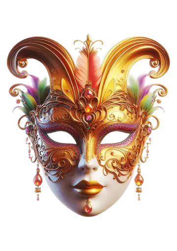 Mácara de Carnaval Dourada Luxuosa PNG