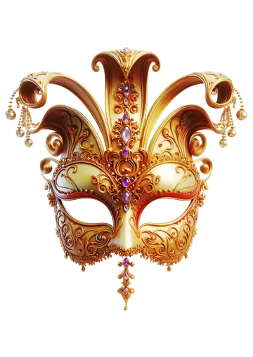 Máscara de Carnaval Dourada com Pedras PNG