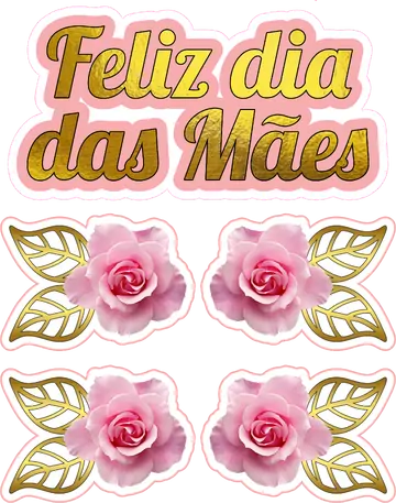Topo de Bolo Feliz Dia das Mães PNG
