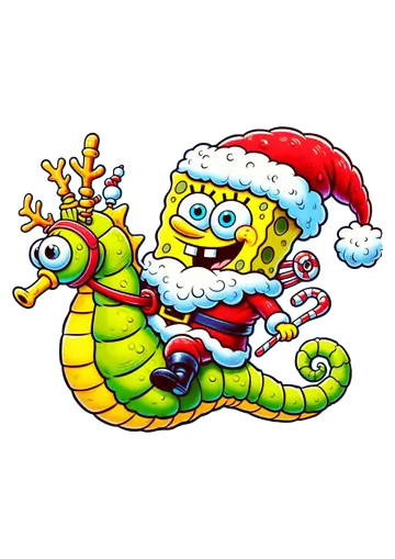 Bob Esponja com Roupa de Papai Noel PNG