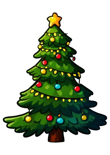 Árvore de Natal Decorada com Estrela PNG