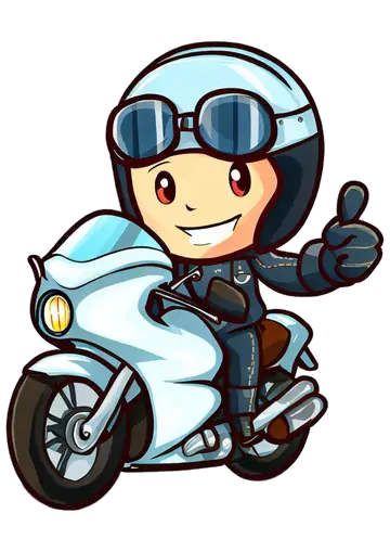 Motoboy Comemorando com Moto Branca PNG
