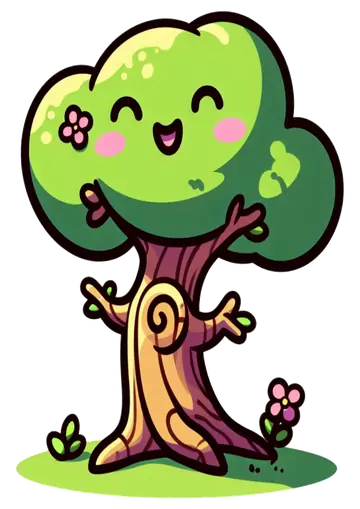 Arvore Fofinha com Rosto Sorridente PNG