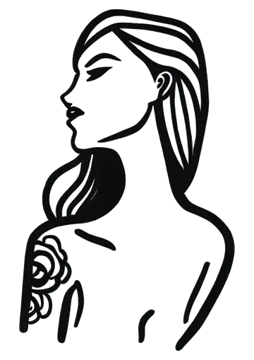 Desenho Minimalista de Mulher Tatuada PNG