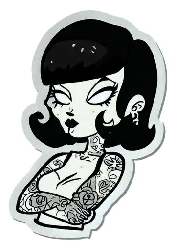 Desenho de Mulher Tatuada Gótica PNG
