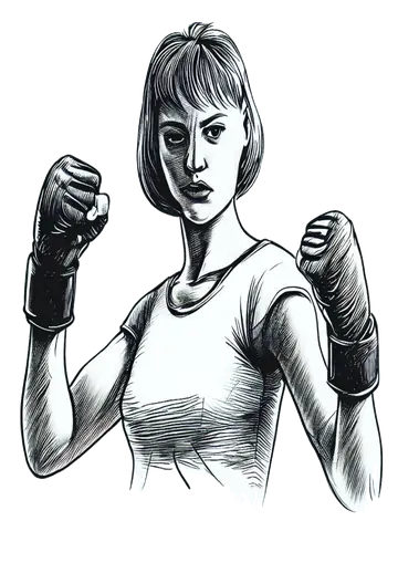 Mulher Lutadora de Boxe Ilustração PNG
