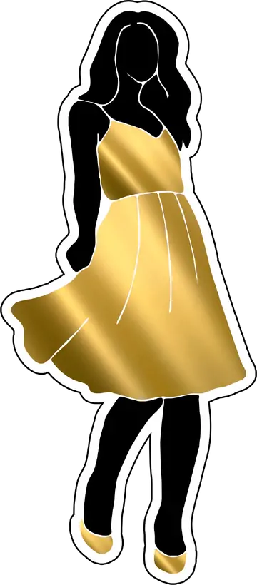 Silhueta de Mulher com Vestido Dourado PNG
