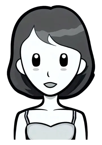 Desenho de Menina Fofa Preto e Branco PNG
