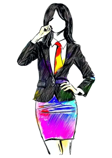Mulher Executiva Colorida Rabisco PNG