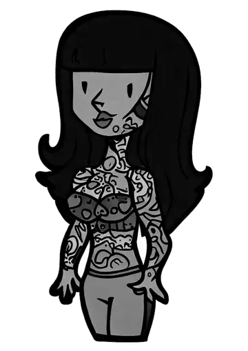 Mulher Tatuada Cabelo Liso PNG