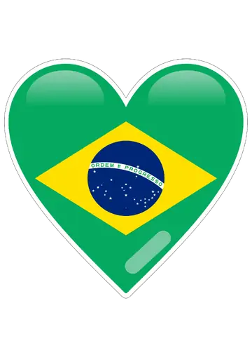 Coração com Bandeira do Brasil PNG