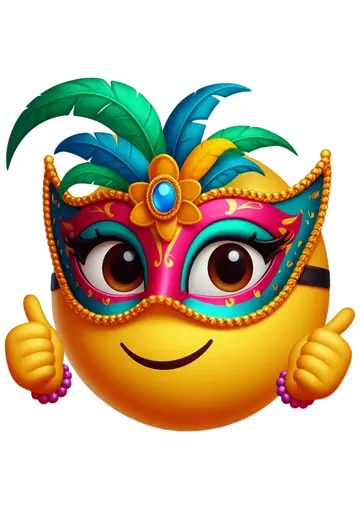 Emoji Feminino com Máscara de Carnaval PNG