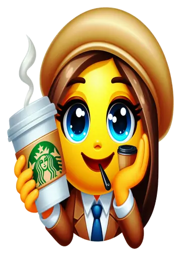 Emoji Feminino Tomando Café Fofinho PNG