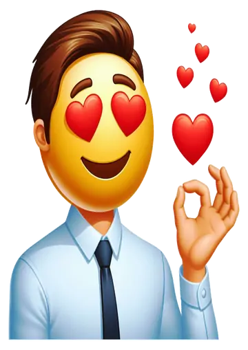 Emoji Homem Apaixonado com Corações PNG