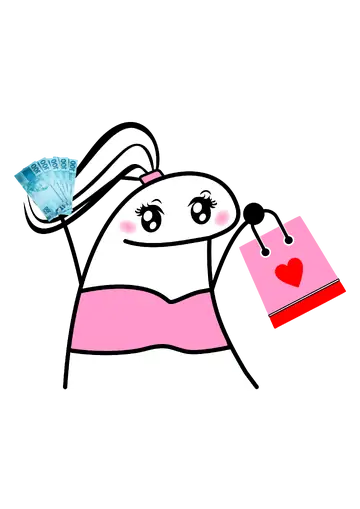 Flork com Dinheiro e Sacola de Compras PNG