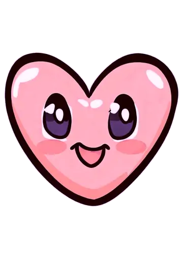 Coração Rosa Kawaii Sorrindo PNG