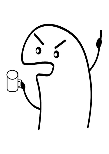 Flork Irritado Segurando Caneca PNG