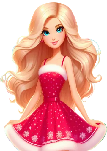 Barbie com Vestido de Natal PNG