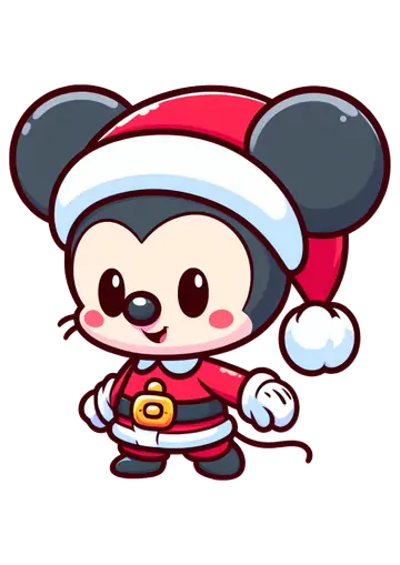 Mickey Mouse Chibi com Roupa de Papai Noel PNG