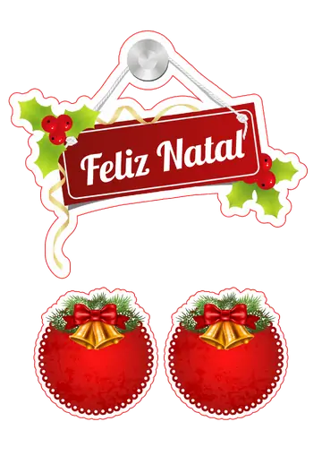 Placa e Enfeites de Feliz Natal PNG