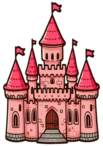 Castelo Rosa de Desenho Animado PNG