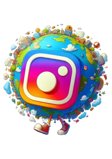 Logo do Instagram no Planeta Terra PNG