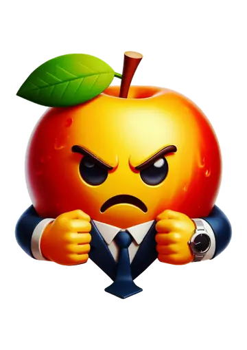 Emoji Maçã com Raiva de Terno PNG