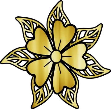 Flor Dourada Decorativa PNG