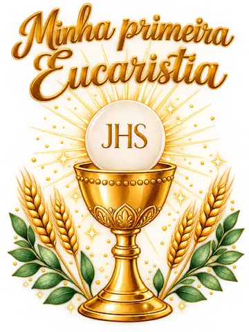 Cálice de Primeira Eucaristia Dourado PNG