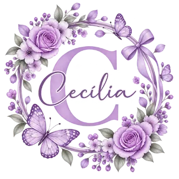 Letra C Floral com Borboletas PNG