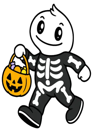 Menino Fantasiado de Esqueleto no Halloween PNG
