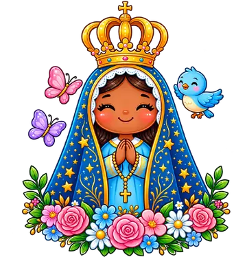 Nossa Senhora com Flores e Coroa PNG