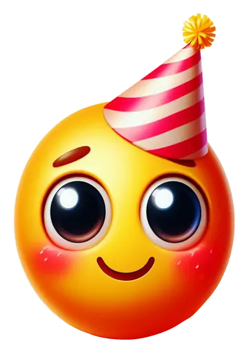 Emoji Amarelo com Chapeu de Aniversario PNG