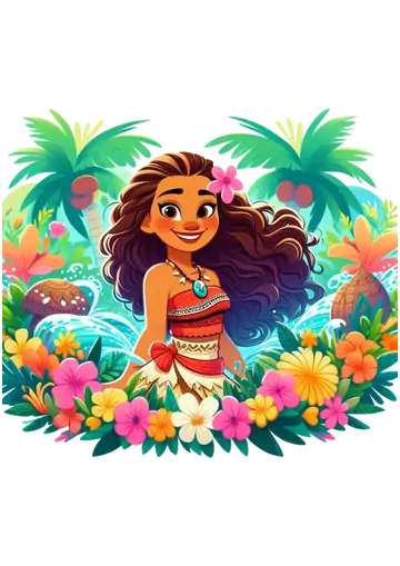 Moana Cenário Tropical com Flores PNG