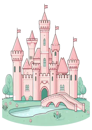 Castelo Rosa com Ponte PNG