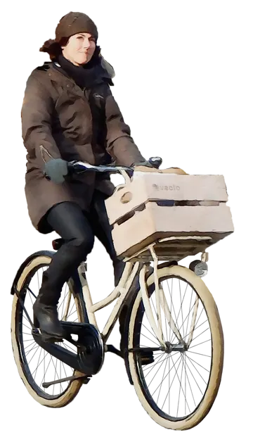 Mulher Andando de Bicicleta PNG